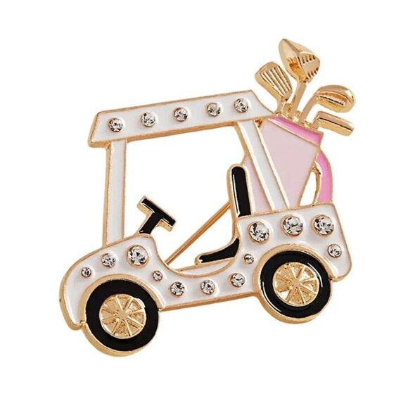 2/$30 Golf Cart Rhinestone Brooches & 18th Hole Earrings Set - Picture 1 of 8
